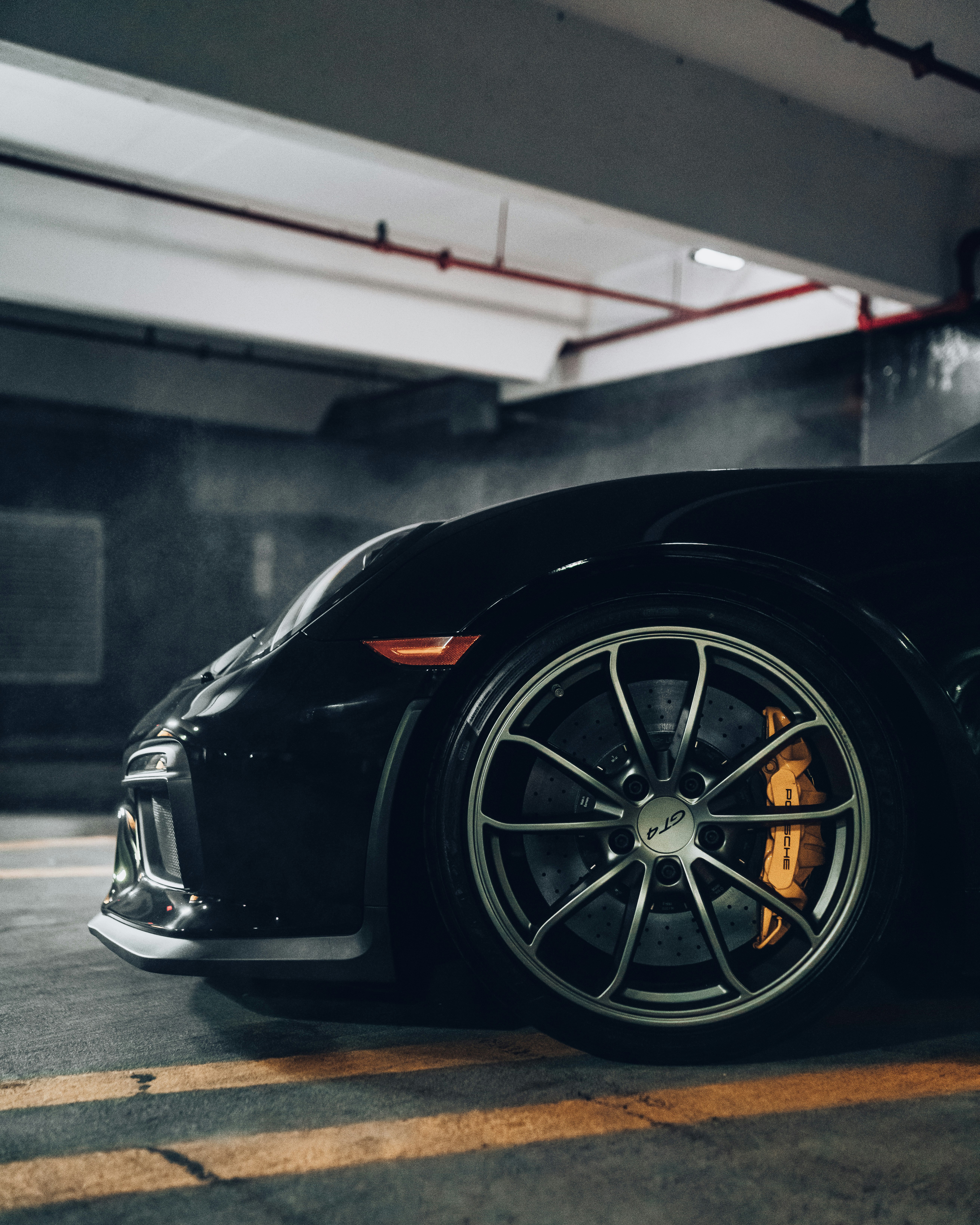 black car with chrome wheel